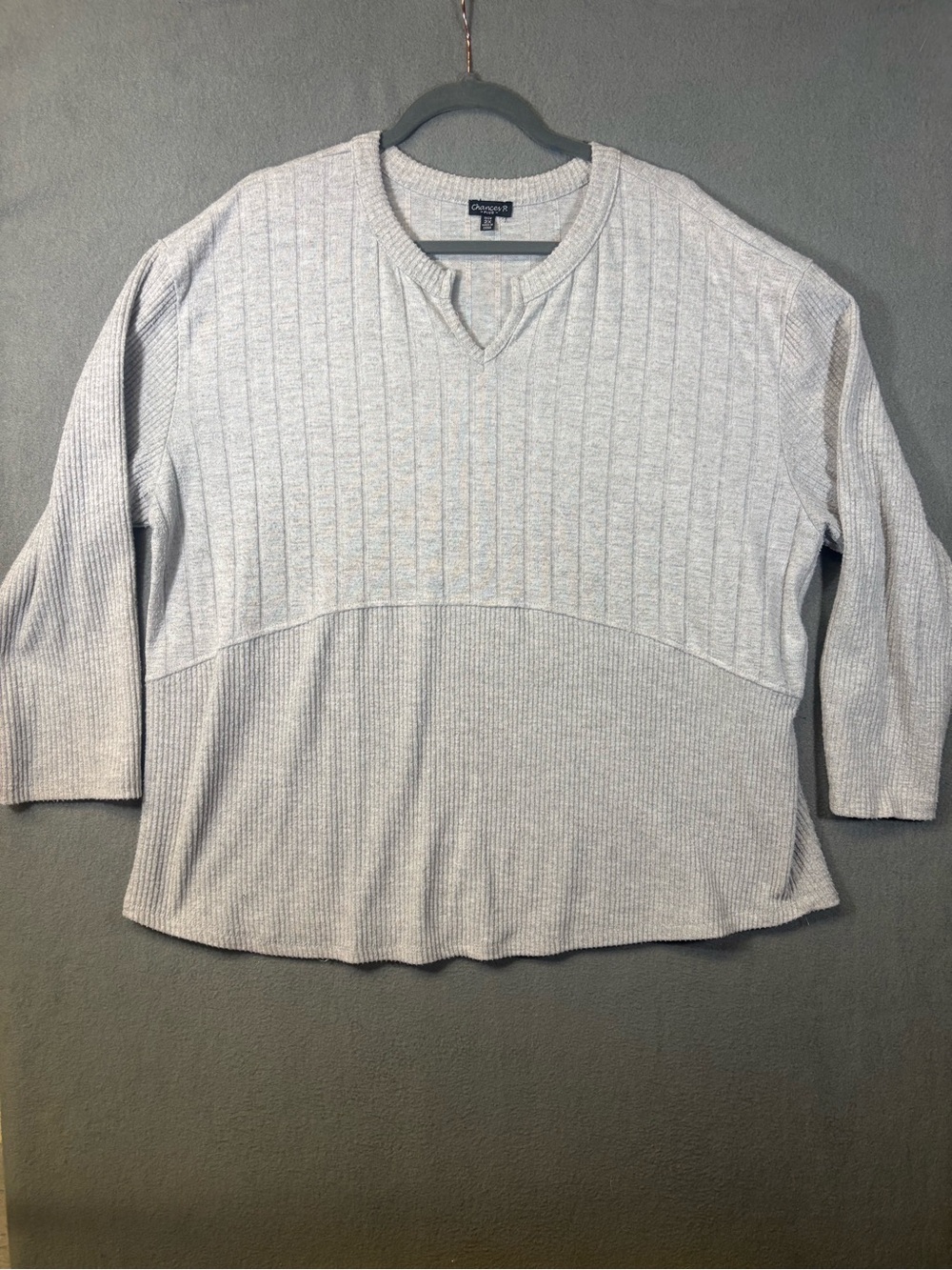 Chances R Women's Mixed Ribbed Grey Sweater Sz. 2x